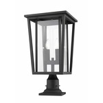 Seoul Outdoor Pier Light with Traditional Base - Black / Clear