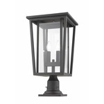 Seoul Round Outdoor Pier Light - Oil Rubbed Bronze / Clear