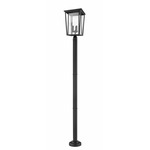 Seoul Outdoor Post Light with Round Post/Stepped Base - Black / Clear