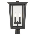 Seoul Outdoor Post Light with Round Fitter - Oil Rubbed Bronze / Clear