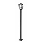 Seoul Outdoor Post Light with Square Post/Stepped Base - Black / Clear