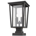 Seoul Outdoor Pier Light with Square Stepped Base - Oil Rubbed Bronze / Clear