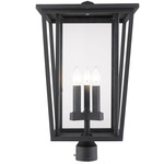 Seoul Outdoor Post Light with Round Fitter - Black / Clear