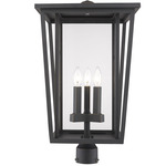 Seoul Outdoor Post Light with Round Fitter - Oil Rubbed Bronze / Clear