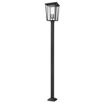 Seoul Outdoor Post Light with Square Post/Stepped Base - Black / Clear