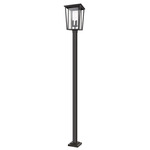 Seoul Outdoor Post Light with Square Post/Stepped Base - Oil Rubbed Bronze / Clear