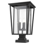 Seoul Outdoor Pier Light with Square Stepped Base - Black / Clear
