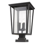Seoul Outdoor Pier Light with Square Stepped Base - Oil Rubbed Bronze / Clear