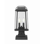 Millworks Outdoor Pier Light with Square Stepped Base - Black / Clear