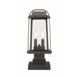 Millworks Outdoor Pier Light with Square Stepped Base - Oil Rubbed Bronze / Clear