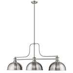 Melange Linear Pendant with Dome Metal Shades - Brushed Nickel