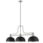 Melange Linear Pendant with Dome Metal Shades - Brushed Nickel/Matte Black/Brushed Nickel