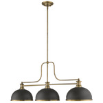 Melange Linear Pendant with Dome Metal Shades - Heritage Brass/Bronze/Heritage Brass