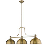 Melange Linear Pendant with Dome Metal Shades - Heritage Brass