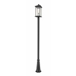 Portland Outdoor Post Light with Round Post/Hexagon Base - Black / Clear Beveled