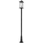 Portland Outdoor Post Light with Round Post/Tapered Base - Black / Clear Beveled