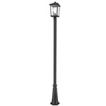 Beacon Outdoor with Round Post/Hexagon Base - Black / Clear Beveled