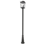 Beacon Outdoor with Round Post/Hexagon Base - Black / Clear Beveled