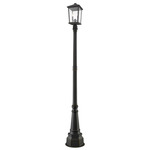 Beacon Outdoor Post Light with Round Post/Decorative Base - Oil Rubbed Bronze / Clear Beveled