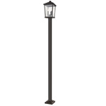 Beacon Outdoor Post Light with Square Post/Stepped Base - Oil Rubbed Bronze / Clear Beveled