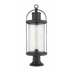 Roundhouse Outdoor Pier Light with Simple Round Base - Black / Clear Seedy