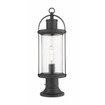 Roundhouse Outdoor Pier Light with Simple Round Base - Black / Clear Seedy