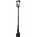 Seoul Outdoor Post Light with Decorative Post - Black / Clear