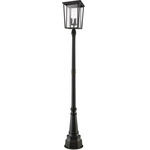 Seoul Outdoor Post Light with Decorative Post - Oil Rubbed Bronze / Clear