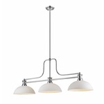 Melange Linear Pendant with Dome Glass Shades - Chrome / Matte Opal