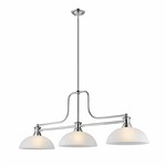 Melange Linear Pendant with Dome Glass Shades - Chrome / White Linen