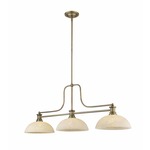 Melange Linear Pendant with Dome Glass Shades - Heritage Brass / Golden Mottle