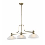 Melange Linear Pendant with Dome Glass Shades - Heritage Brass / White Linen