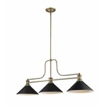 Melange Linear Pendant with Cone Metal Shades - Heritage Brass / Matte Black