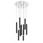 Forest Round Multi Light Pendant - Chrome / Matte Black