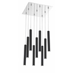 Forest Square Multi Light Pendant - Chrome / Matte Black