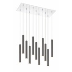 Forest Rectangle Multi Light Pendant - Chrome / Pearl Black