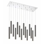 Forest Rectangle Multi Light Pendant - Chrome / Pearl Black