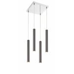 Forest Square Multi Light Pendant - Chrome / Pearl Black