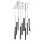 Forest Square Multi Light Pendant - Chrome / Pearl Black