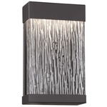 Black Wood Grain Glass Outdoor Wall Light - Black / Black Wood Grain Glass