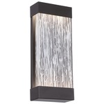 Black Wood Grain Glass Outdoor Wall Light - Black / Black Wood Grain Glass