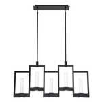 Hanson Linear Pendant - Black / Clear Bubble Glass