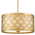 Arabella Convertible Pendant / Semi Flush - Distressed Gold / Cream