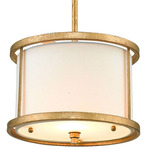 Lemuria Convertible Mini Pendant / Semi Flush - Distressed Gold / White Linen