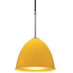 Classic Pendant - Matte Chrome / Canary Yellow