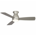 Hugh Hugger Indoor / Outdoor Ceiling Fan with Light - Brushed Nickel / Opal