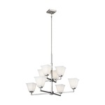 Ellis Harper Chandelier - Brushed Nickel / Satin Etched