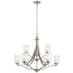 Elmwood Park Chandelier - Brushed Nickel / Satin Etched
