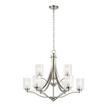 Elmwood Park Chandelier - Brushed Nickel / Satin Etched