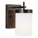 Zire Wall Sconce - Brushed Oil Rubbed Bronze / Etched Glass